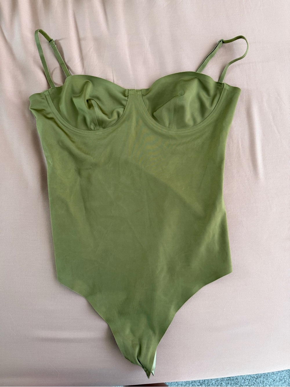 ZARA Olive Green Satin Effect Bodysuit